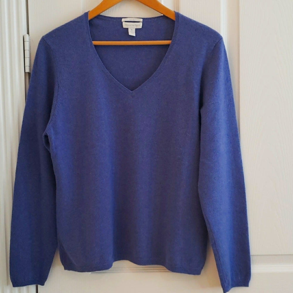Charter Club Periwinkle V-neck XL, 2-ply Cashmere sweater